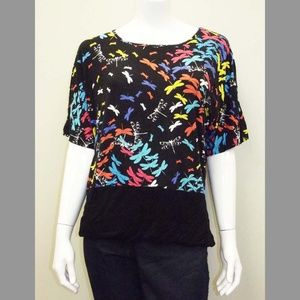 Soft & Stretchy Dragonfly Print Dolman Sleeve Top